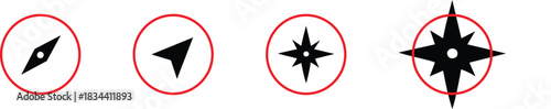 Compass simple icon set. Compass symbol set. Wind rose icon. Vector illustration !