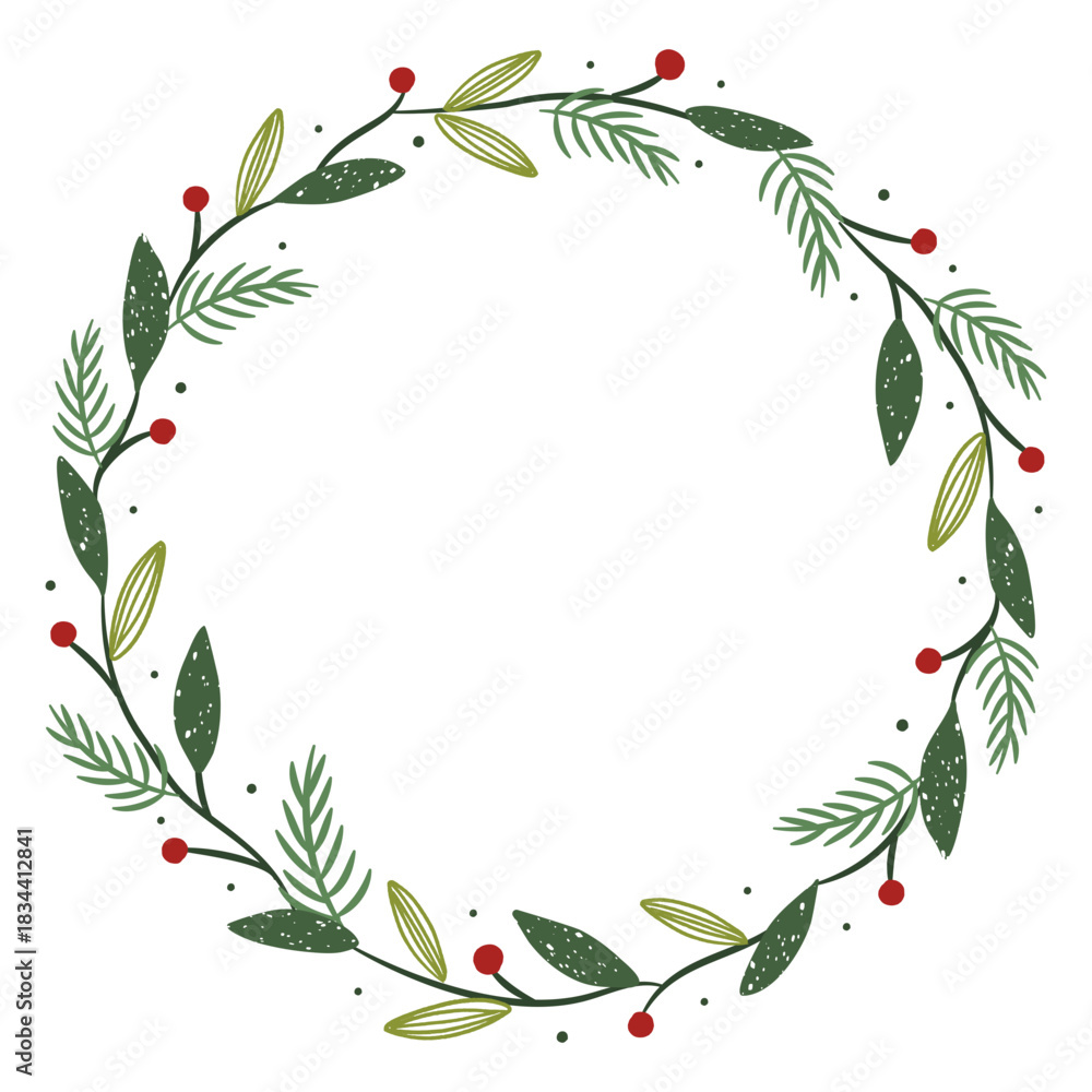 Obraz premium Christmas wreath decoration illustration