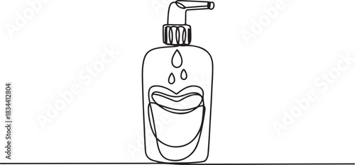 Mouthwash in one continuous line. One line drawing, minimalism. Vector illustration, outline simple style. one line Icon drawing