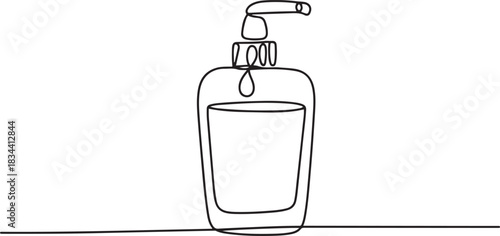 Mouthwash in one continuous line. One line drawing, minimalism. Vector illustration, outline simple style. one line Icon drawing