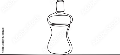 Mouthwash in one continuous line. One line drawing, minimalism. Vector illustration, outline simple style. one line Icon drawing