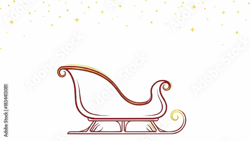 A decorative illustration of a sleigh with a star falling effect
