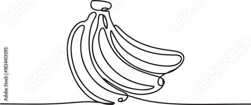 Single continuous line drawing whole bunch healthy organic bananas for orchard logo. Fresh summer tropical fruitage concept fruit garden icon. one line Icon drawing