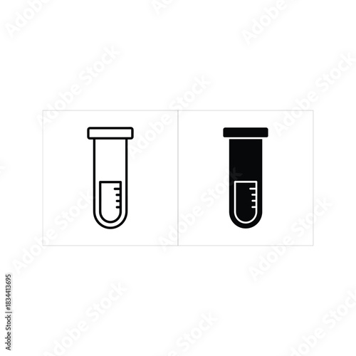 Test tube icon set on white background representing lab research and scientific experiment