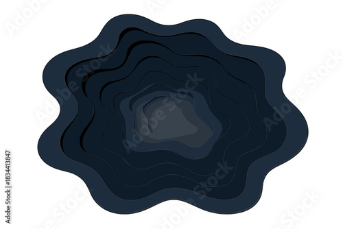 Dimensional Depth Map. a “dimensional depth” map where gradients of shadow create layered topographies, midnight blue and gray