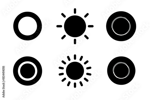 Silent Ring Icons. Solid style icons of distant quiet rings: quiet ring, silent circle, hushed glow, muted aura, still radiance,