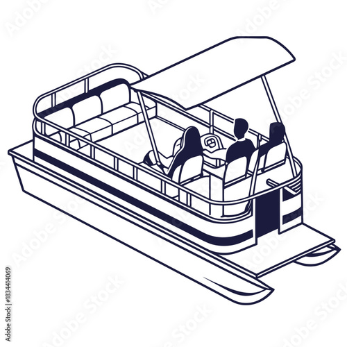 Pontoon Boat with People Enjoying a Ride watercraft vessel