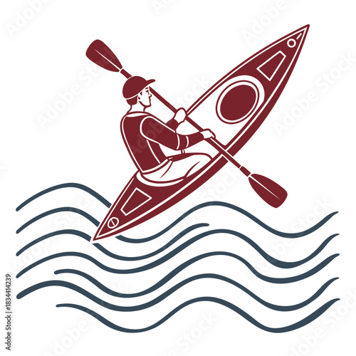 Person in Red Kayak Paddling on Wavy Water kayaking kayaker