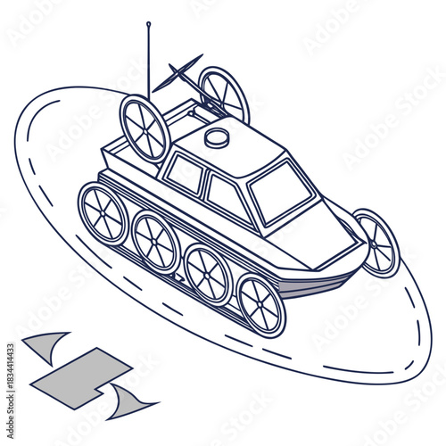 Futuristic All- Terrain Vehicle with Multiple Wheels and Antenna all-terrain rover