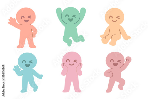 Joyful Silhouette Library. A cute "silhouette library" with joyful emotional poses, each with winking expressions, soft harmonious