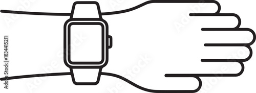 Smart watch line icon vector illustration. Hand drawn outline wearable wrist watch bracelet with wristband and tracker monitoring quality of sleep and relax. one line Icon drawing