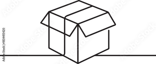 Carton box icon  continuous one line drawing  outline vector illustration. one line Icon drawing
