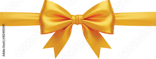 Gold ribbon and bow top view on transparent background. Gold bow and ribbon. Gloden bow vector design material.