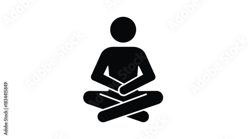 Black Silhouette of Person Meditating in Lotus Position Keywords: meditation, yoga, silhouette