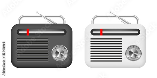 Radio icon. Vector 3D radio. Clipart isolated on white background.