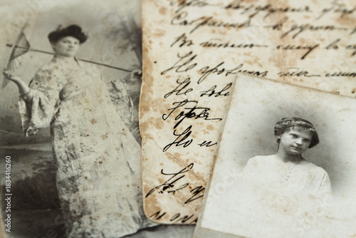 Vintage portraits of woman and girl. Part of a letter on the back of a old photo during the 1917 revolution:
