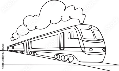Simple drawing of a train. International Model Railroad Day. One line drawing for different uses. one line Icon drawing