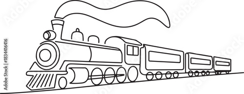 Simple drawing of a train. International Model Railroad Day. One line drawing for different uses. one line Icon drawing