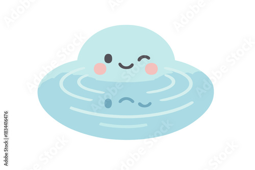 Still Water Reflection. A cute "still water" reflection icon with winking ripples, soft harmonious pastel palette, No text, No