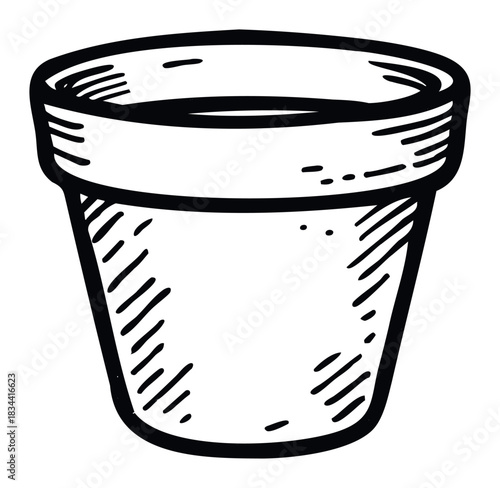Simple line drawing of a classic plant pot. Great for gardening, home decor, or creative project themes.