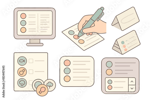 Isometric Party Planning. Isometric vector illustration set Party planning guest list and menu: digital guest tracker dashboard,