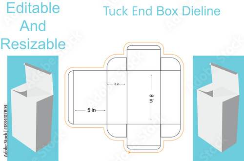 White Tuck End Box Dieline Template With 3D Mockups packaging die cut
