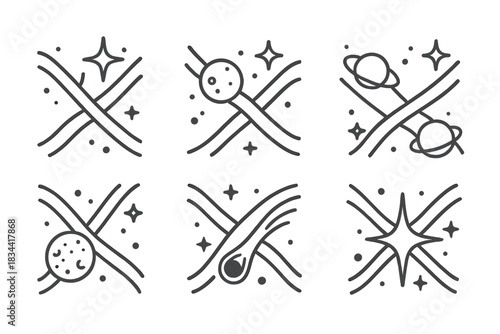 Celestial Vibrations Icons. Icons for: celestial vibration crossing icons, divine trembling travel symbols, ethereal motion