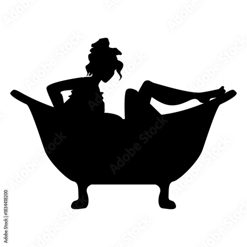 Bathing woman bathtub silhouette