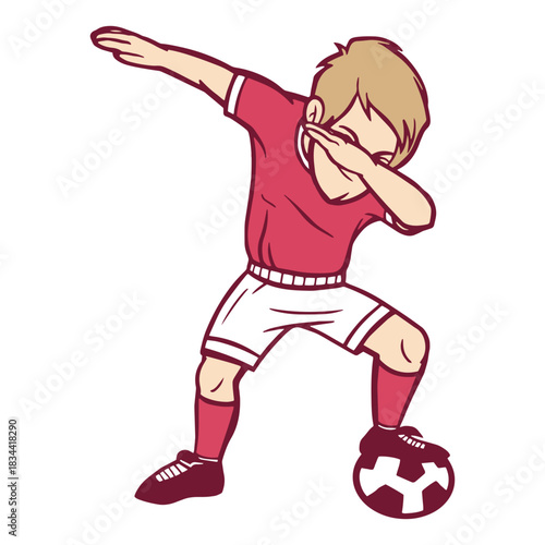 Boy soccer player dab illustration