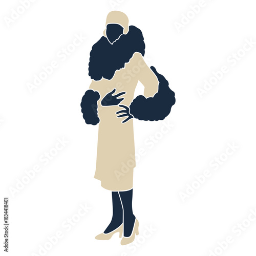 Fancy lady fur scarf dress duotone