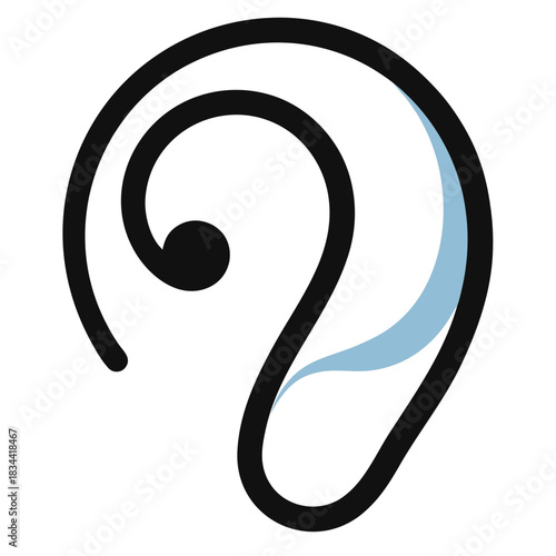 Abstract stylized human ear icon with blue accent