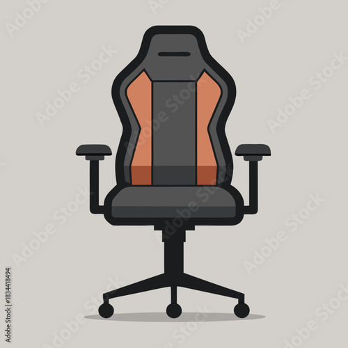 Modern black and orange gaming chair with armrests
