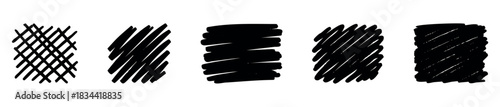 Diverse black marker strokes and hatching textures in a row. Perfect for graphic overlays, textures, and adding depth to projects.