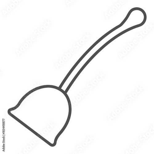 Simple line drawing of a dustpan and brush