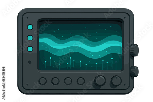 Undersea Gradient Visualization. a field control panel visualizing undersea temperature and chemical gradients as luminous waves,