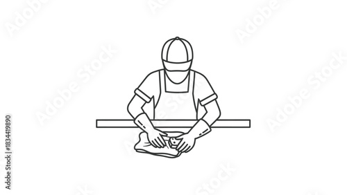 Person cleaning surface with cloth icon wiping