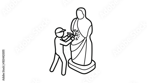 Person sculpting a statue icon vector illustration