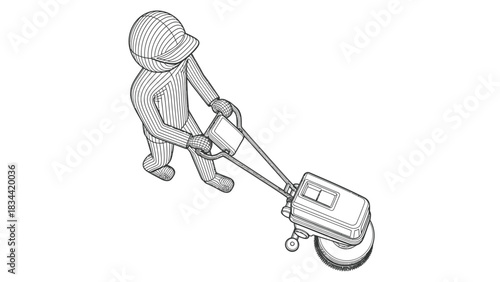 Person using floor polisher icon machine