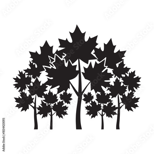 Autumn Maple Tree Row Silhouette Design