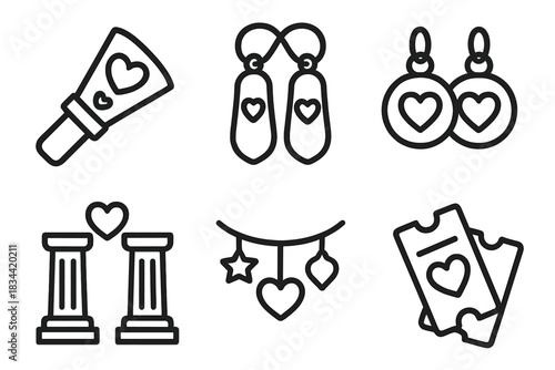 Romantic Symbolic Charms. Icons for: courtship beam keepsakes, paired ritual pendants, symbolic meeting charms, twin-column