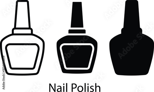Small Glass Bottle Cosmetic Lacquer Manicure Beauty Product Vector Silhouette and Pictogram..eps