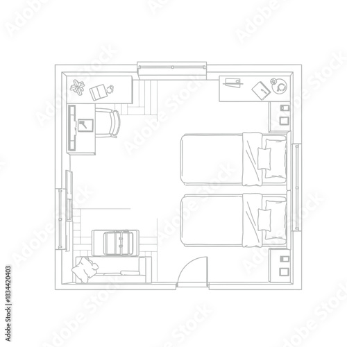Top Down View Of A Two Bedroom Apartment Floor Plan