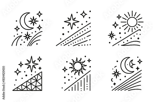 Celestial Slope Icons. Icons for: celestial decorative slope icons, divine inclined inspiration motifs, ethereal angled mosaic