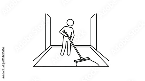Person mopping a floor in a room cleaning