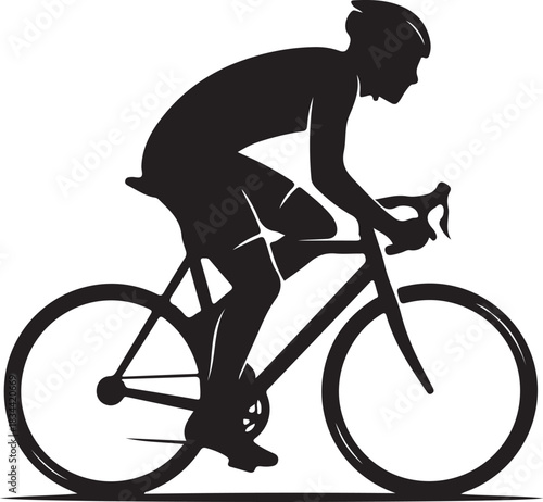 Cyclist Silhouette Riding a Road Bike Race Sport