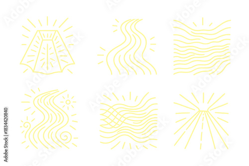 Luminous Ditch Artistry. Line vector icons of a luminous ditch with artistic elements: radiant carved outlines, decorative channel