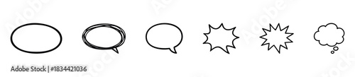 Collection of handdrawn speech bubbles and thought balloons suitable for comic books, graphic novels, and digital communication platforms.