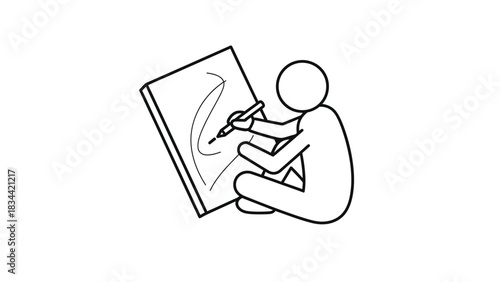 Person drawing on a large notepad artist creativity