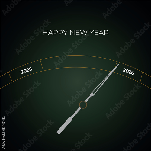 Happy New Year Concept with Clock Hands Moving Towards 2026 on Gradient Green Background Vector Illustration, Wishing Celebrations and Start of Next Year with Hope and Excitement