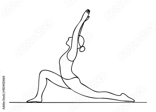Line drawing of a woman performing a yoga pose, ideal for promoting health, fitness, and mindful practices.